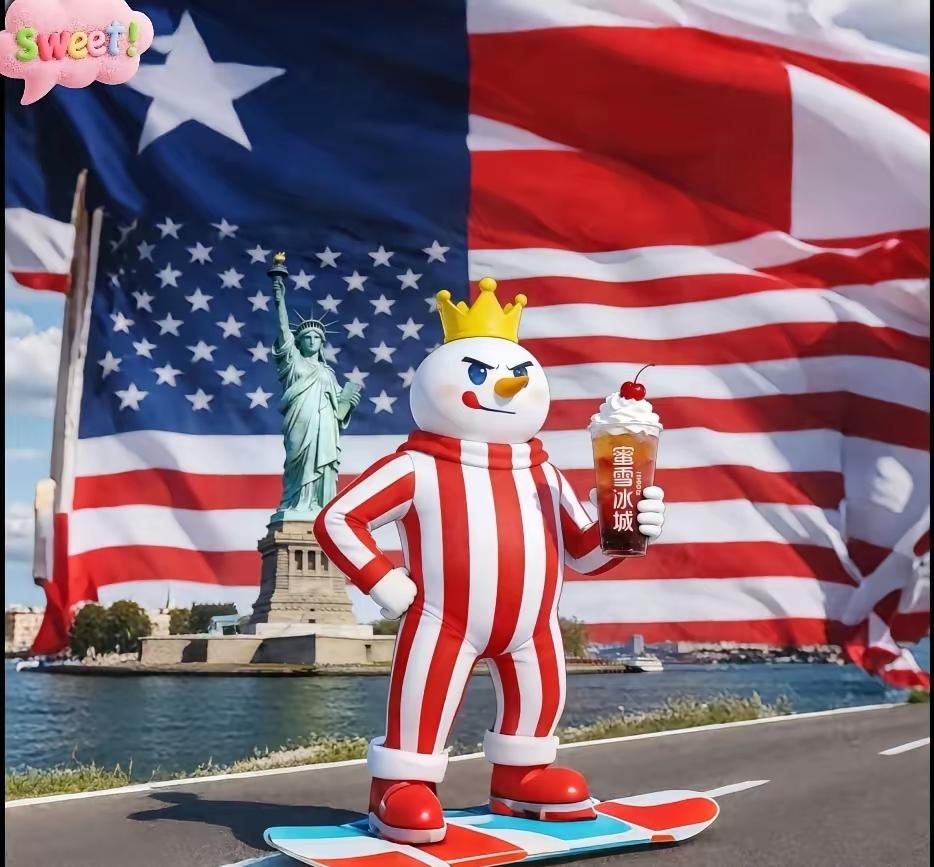 雪王闯美杀疯了！这哪是卖奶茶，分明是把“流量密码”玩明白了！国内我们卷三分