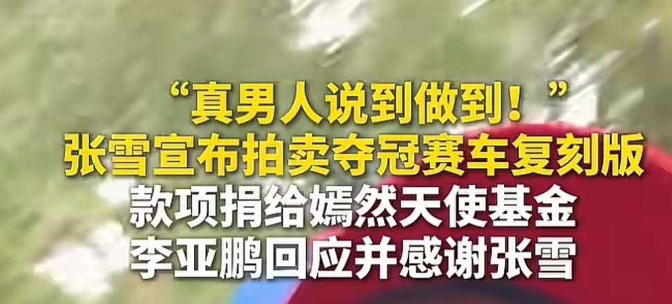陈光标又要郁闷了，张雪要把夺冠赛车的复刻版拍卖，拍卖的钱全部捐给嫣然天使，并且说
