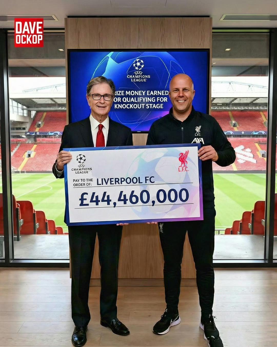 利物浦已经从欧冠获得4460万英镑收入。这就是小组第三带来的丰厚报酬，加上门