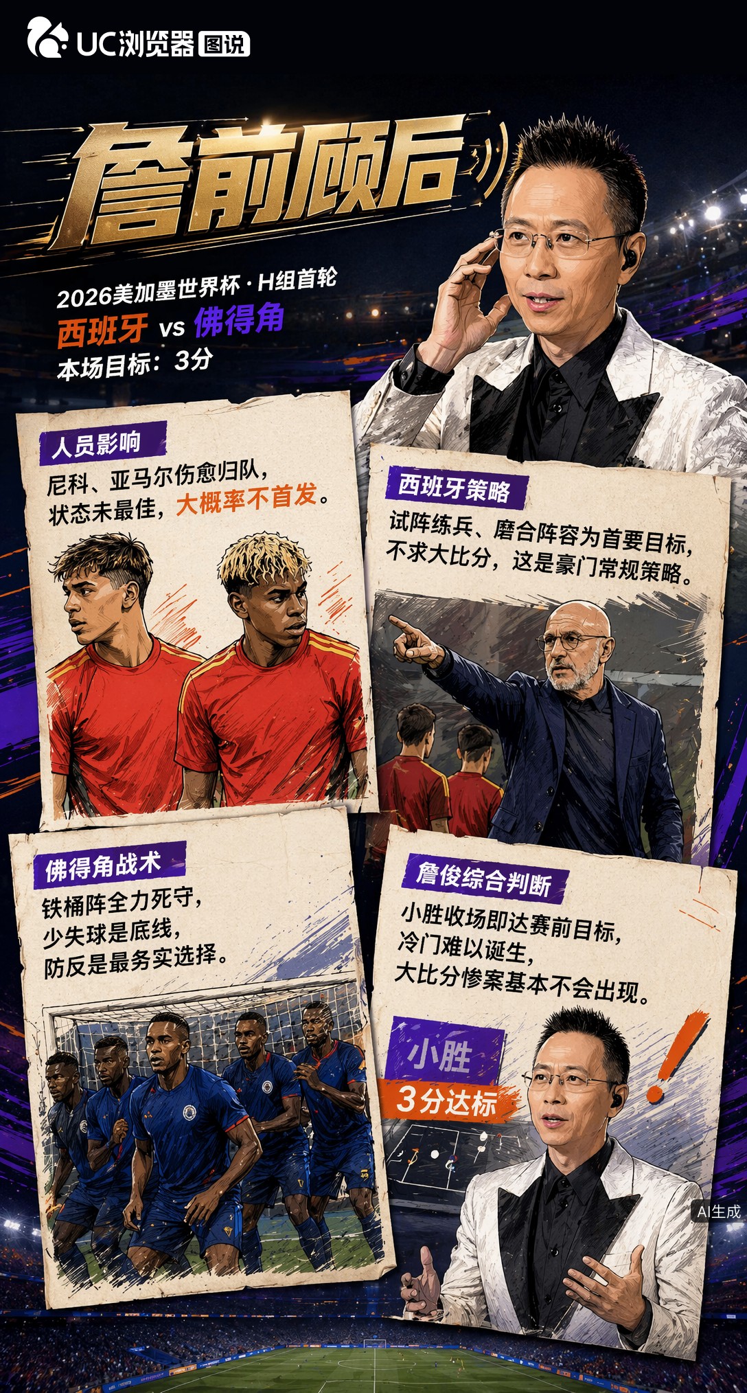 詹俊直言别高估！西班牙首战佛得角，边锋伤愈难首发小胜即达标