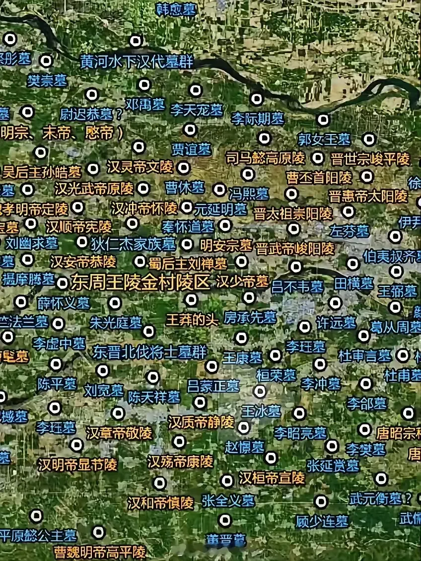 河南洛阳名人坟墓分布图