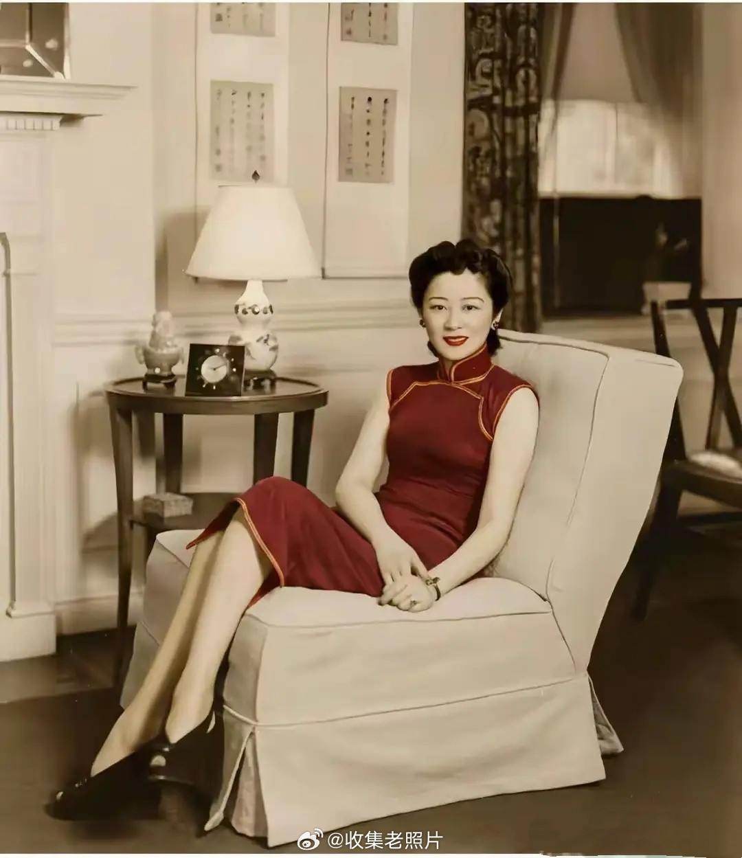 1942年，宋子文的夫人张乐怡，在纽约的别墅。民国人抗日再怎么艰难，再如何饥饿，