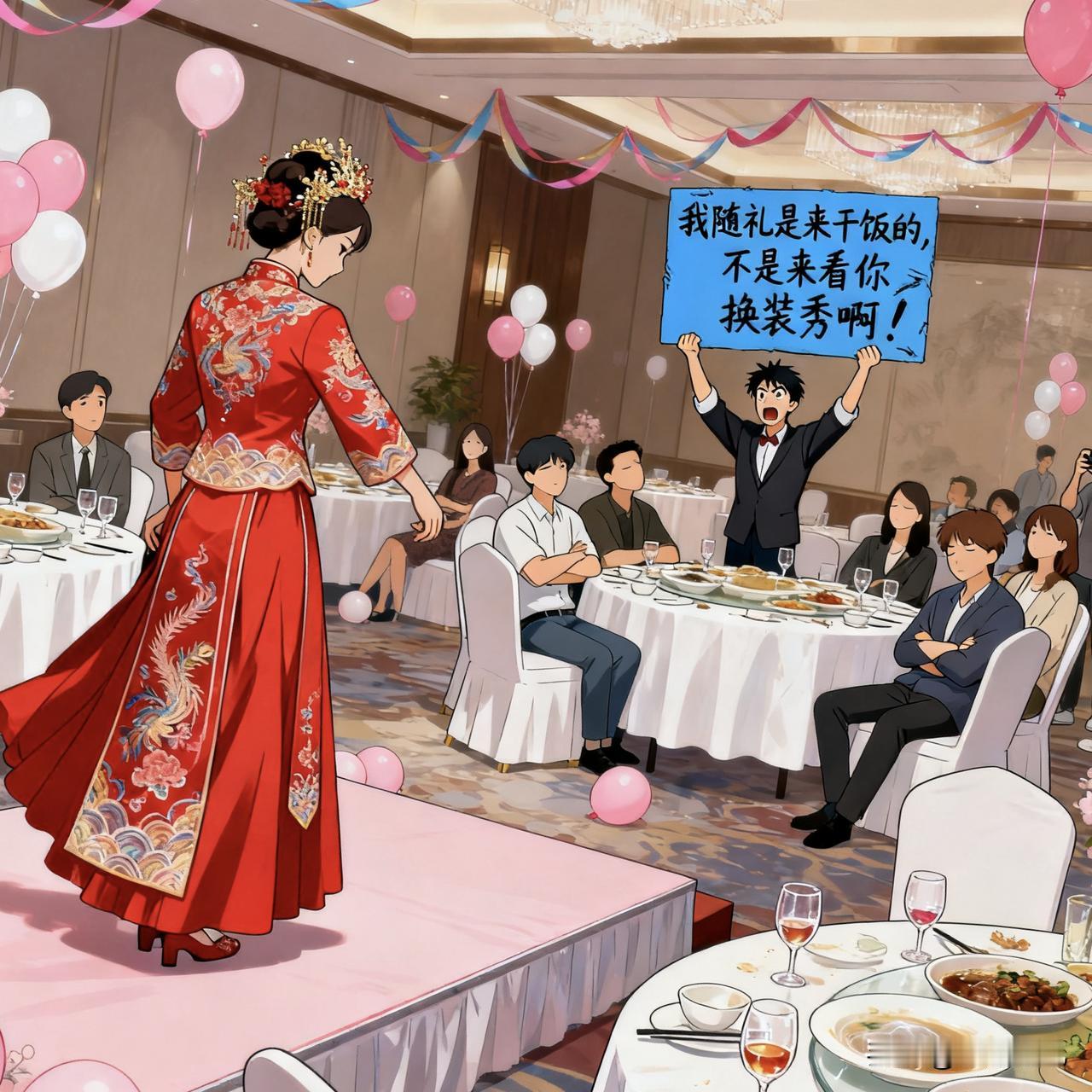 这是一场最尴尬的婚宴。漂亮新娘85分钟换装秀，直接把婚宴开成“散伙饭”！22桌宾