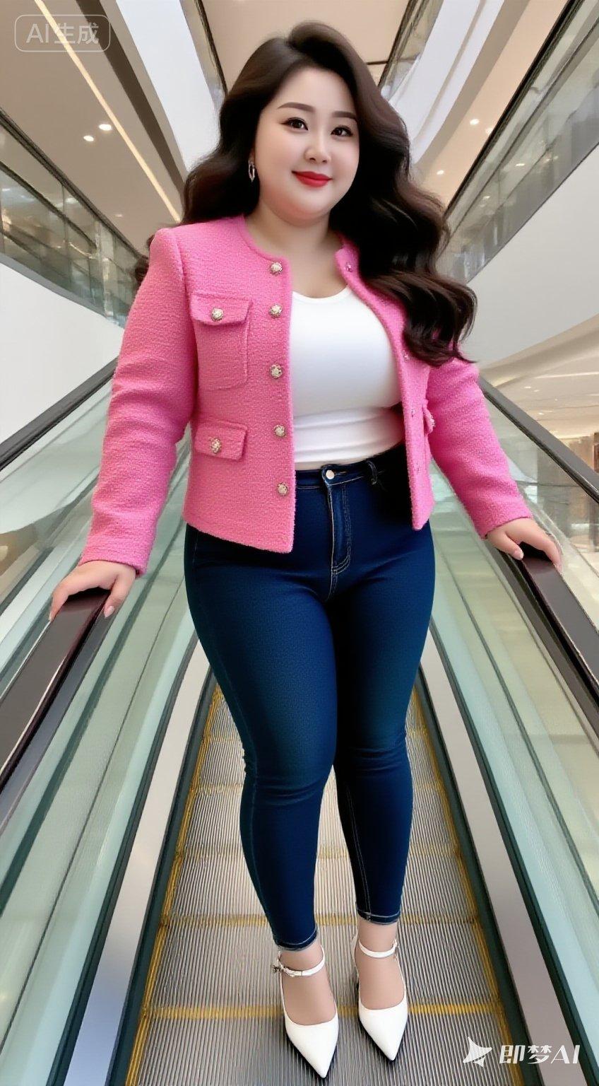粉色外套+牛仔裤，简约又时尚，自信满满！💕