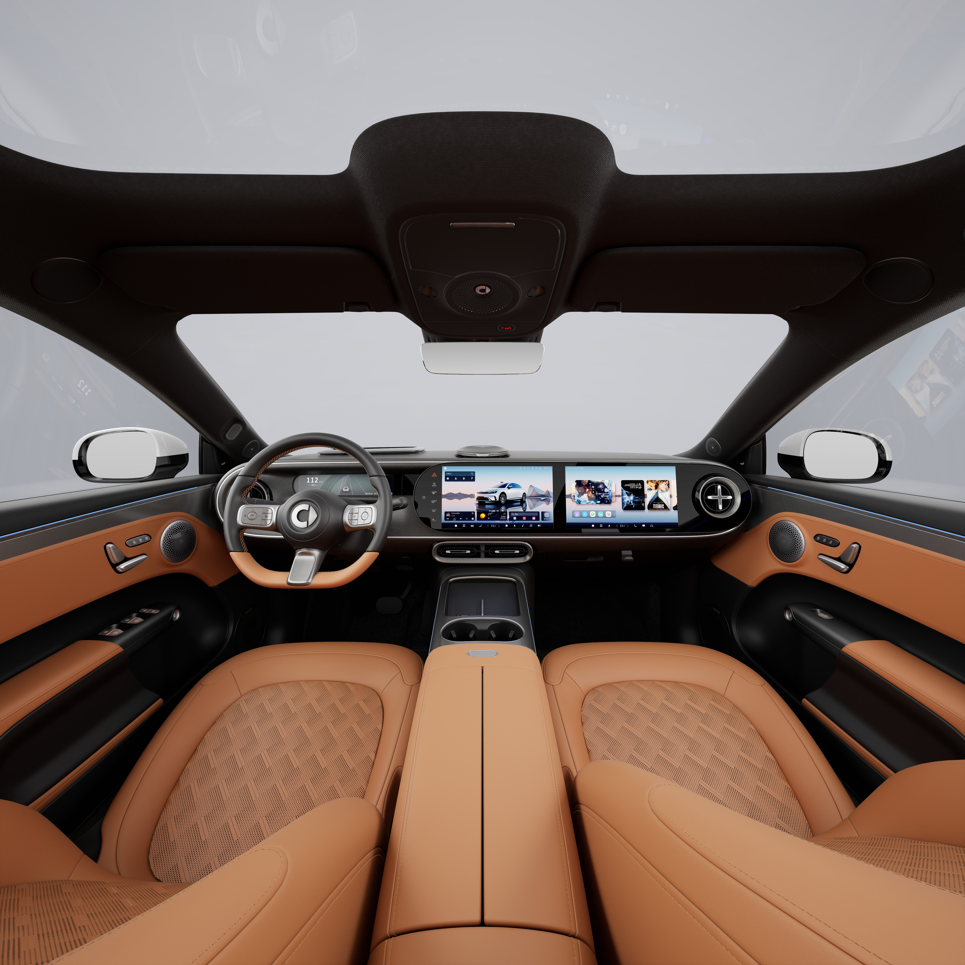 smart精灵6号内饰曝光，最近我都在看家具，这套沙发爱了圆润挺括的型面+菱形格