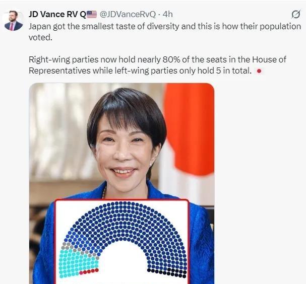 万斯想表达什么？ 2月11日，美国副总统万斯对日本发文：“日本只是稍微尝到了一