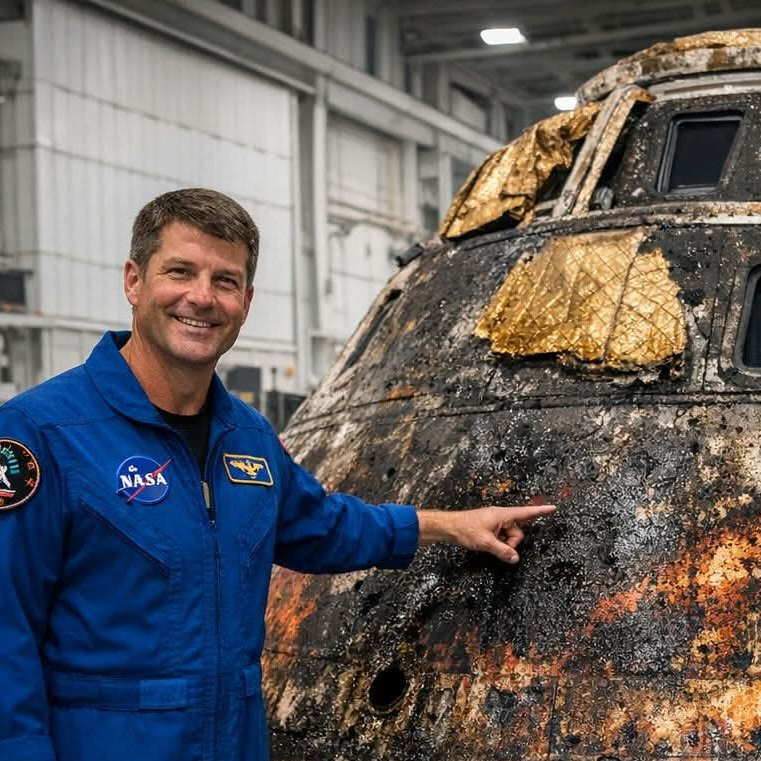 猎户座号飞船那被烧焦的外壳，以及指挥官里德·怀斯曼那疲惫却胜利的微笑，讲述了一个