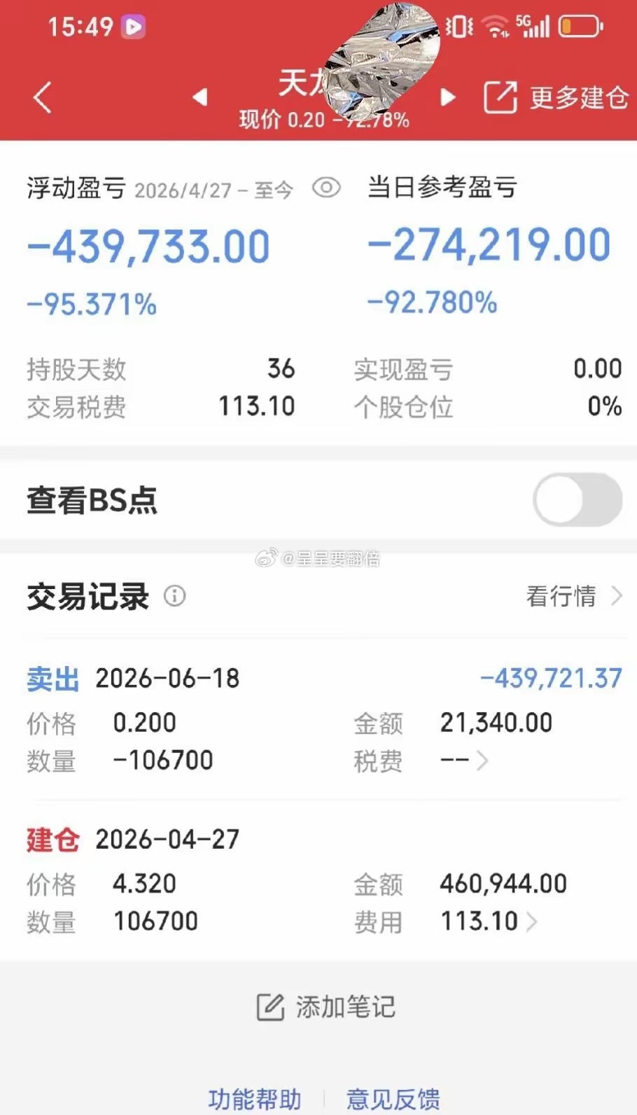 又一个被股市吞掉的男人。网贷50万，单吊一只票，一天爆仓。老婆闹离婚，房子被抵押