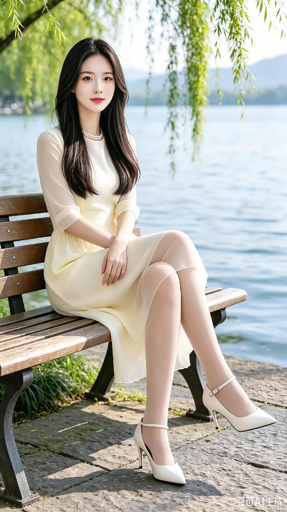 她白皙的皮肤如同透明的水晶，泛着淡淡的红润，显得格外甜美。小小的琼鼻与樱桃小口，