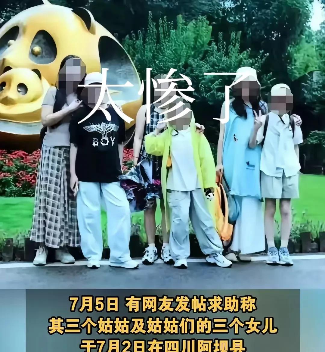 一家6口包车游川西，结果车坠崖了，好像是前轮爆胎，恰好那里没护栏，车就冲出下去了