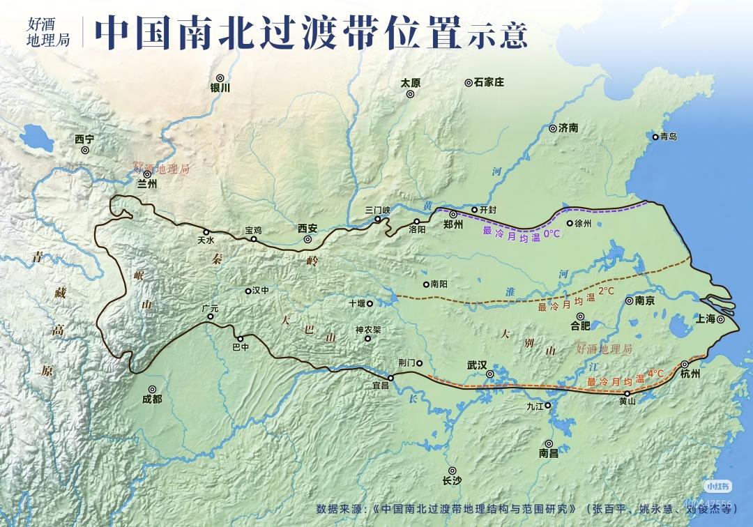 中国南北过渡带图以秦岭淮河一线，向南北拓展[捂脸哭]中科院地理所张百平研究员，将