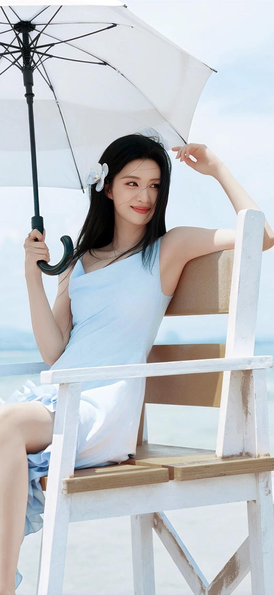 王楚然蓝裙封神！生图美到窒息​​​