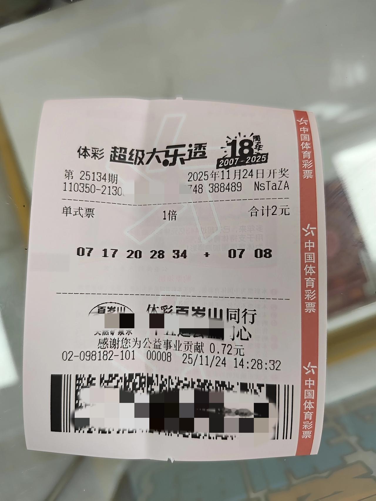 朋友推荐的号🐴，于是我便花了2元买了一注，希望能够中大奖。