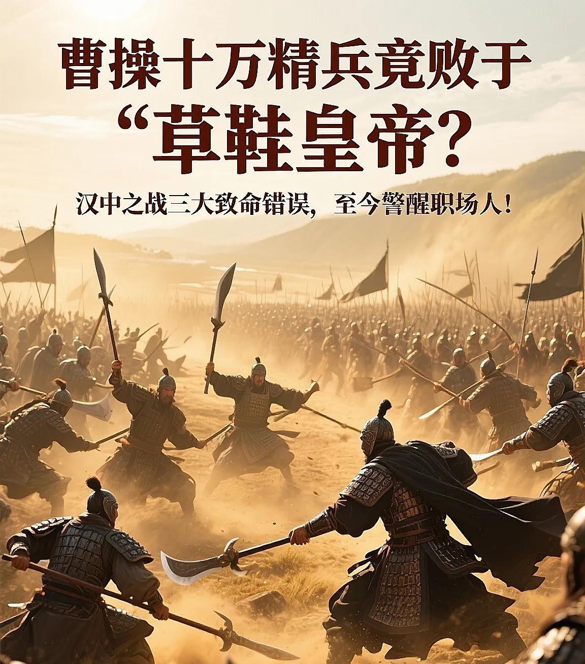曹操十万精兵竟败于“草鞋皇帝”？汉中之战三大致命错误，至今警醒职场人！开篇暴击