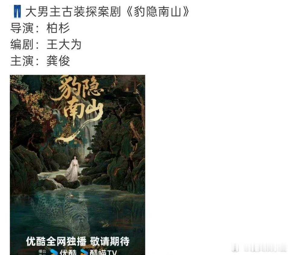《豹隐南山》男主龚俊，怎么都是男频破案剧