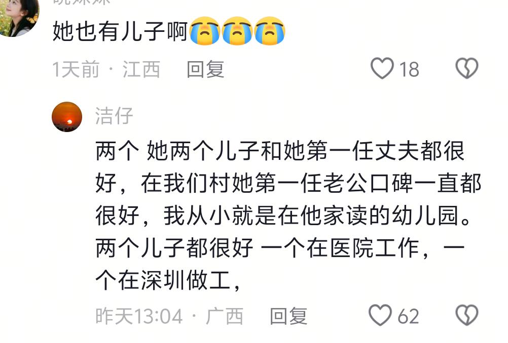 梅姨的两个儿子还是很优秀的，老大在医院上班，老二在深圳工作。这两个孩子都是梅姨与