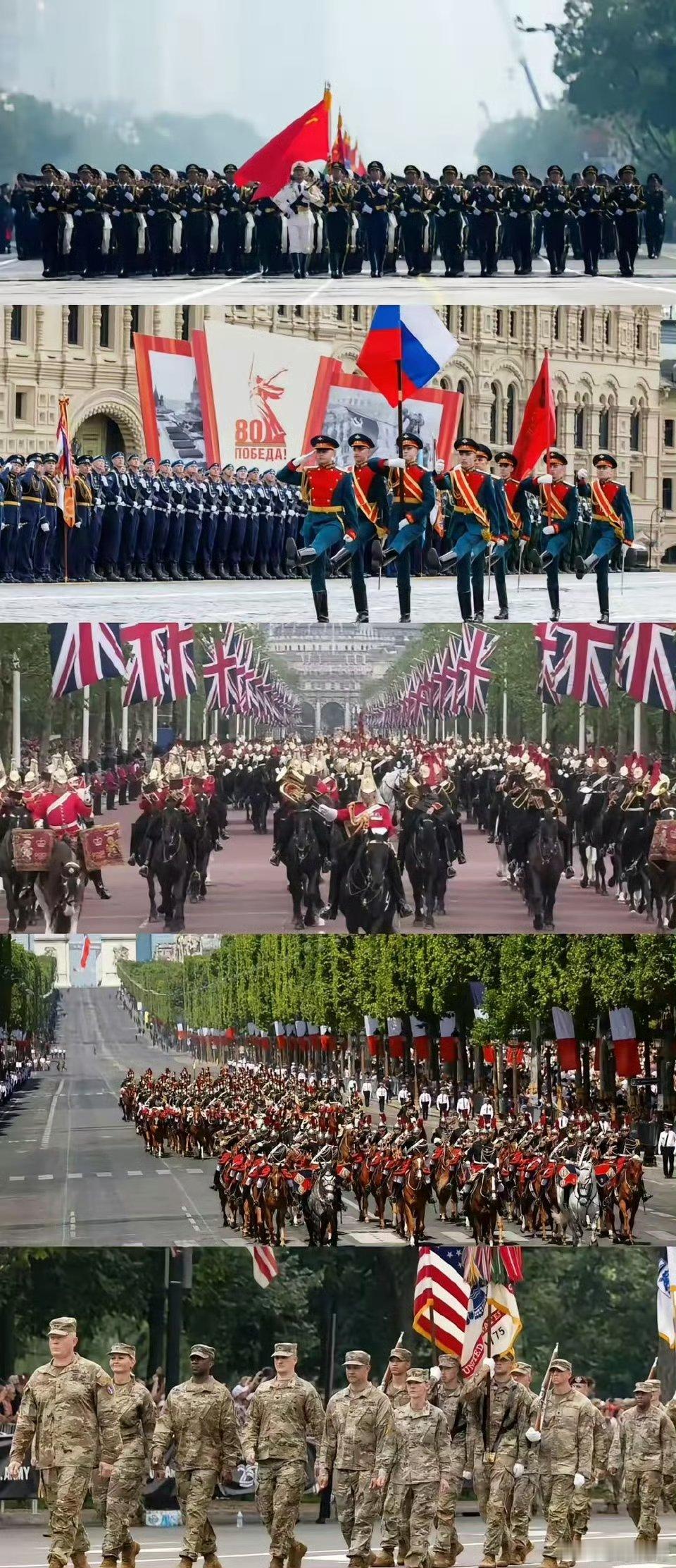 五常阅兵对比图！九三盛大阅兵​​​