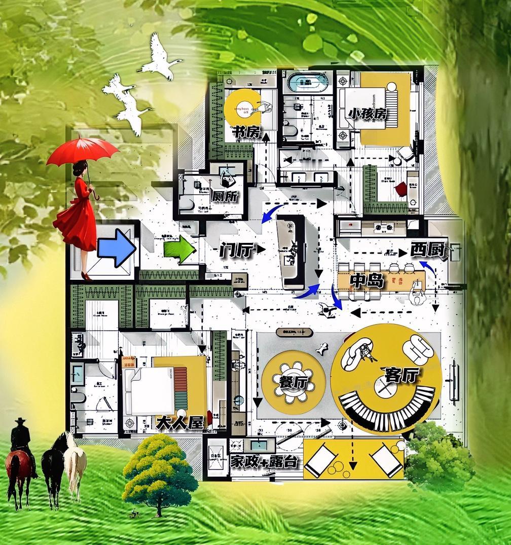 有道理大平层，布局分析的太靠谱了，动线真心有实力，格局打开小内涵，226㎡改造结