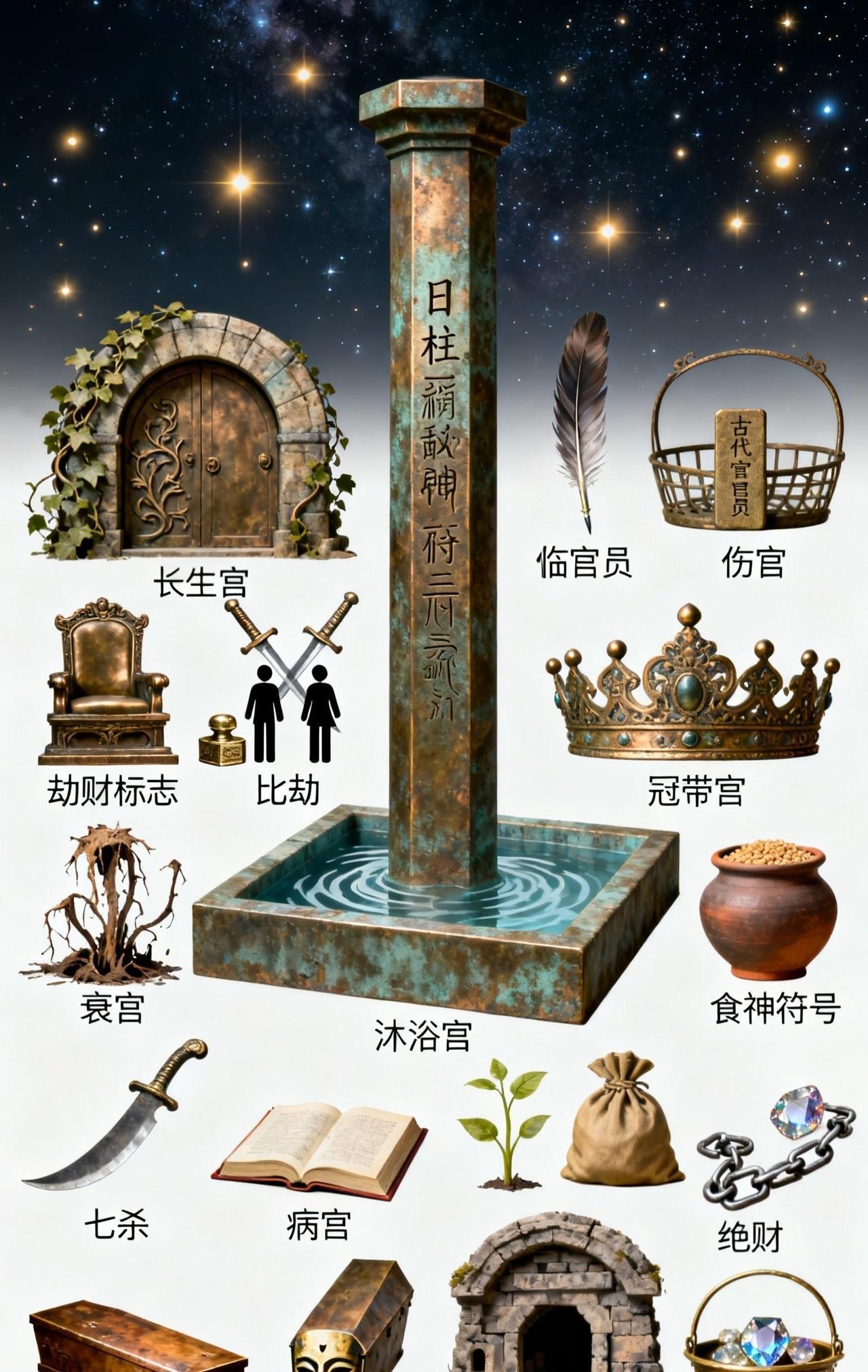 盲派十二把金钥匙：藏在长生宫里的吉凶密码盲派命理中，“十二把金钥匙”是江湖秘