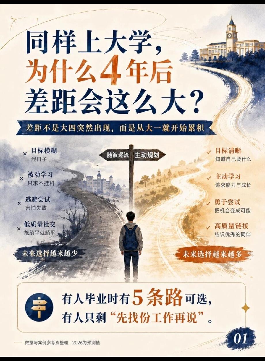 同样是上了4年的大学，为什么4年之后差距这么大？现在很多学生都有个误区