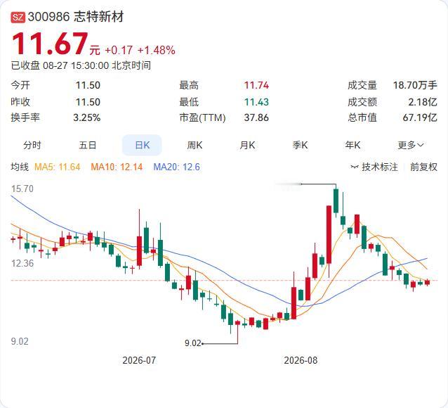 志特新材半年报正式出炉：营收15.53亿同比增长20.10%，净利8492万同比
