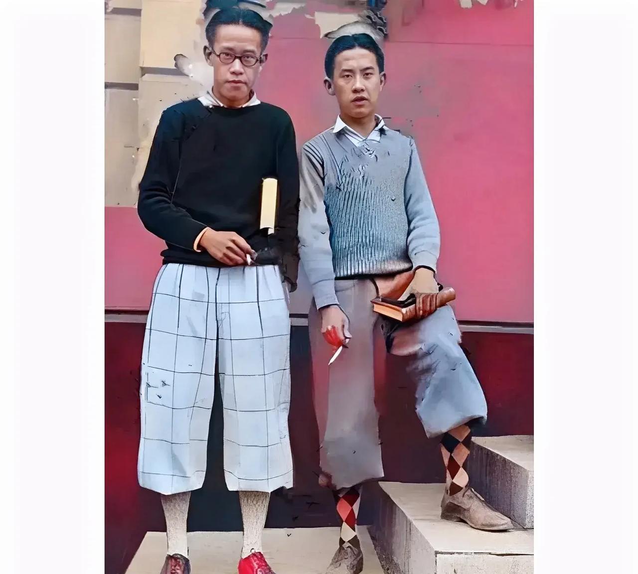 上世纪20年代，美国，袁世凯的两个儿子在哈佛大学留学时的合影老照片