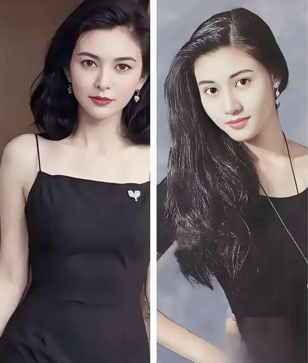 都是年轻时候的照片，李嘉欣的颜值集合了传统东方韵味和西方之美，看起来女人味十足，