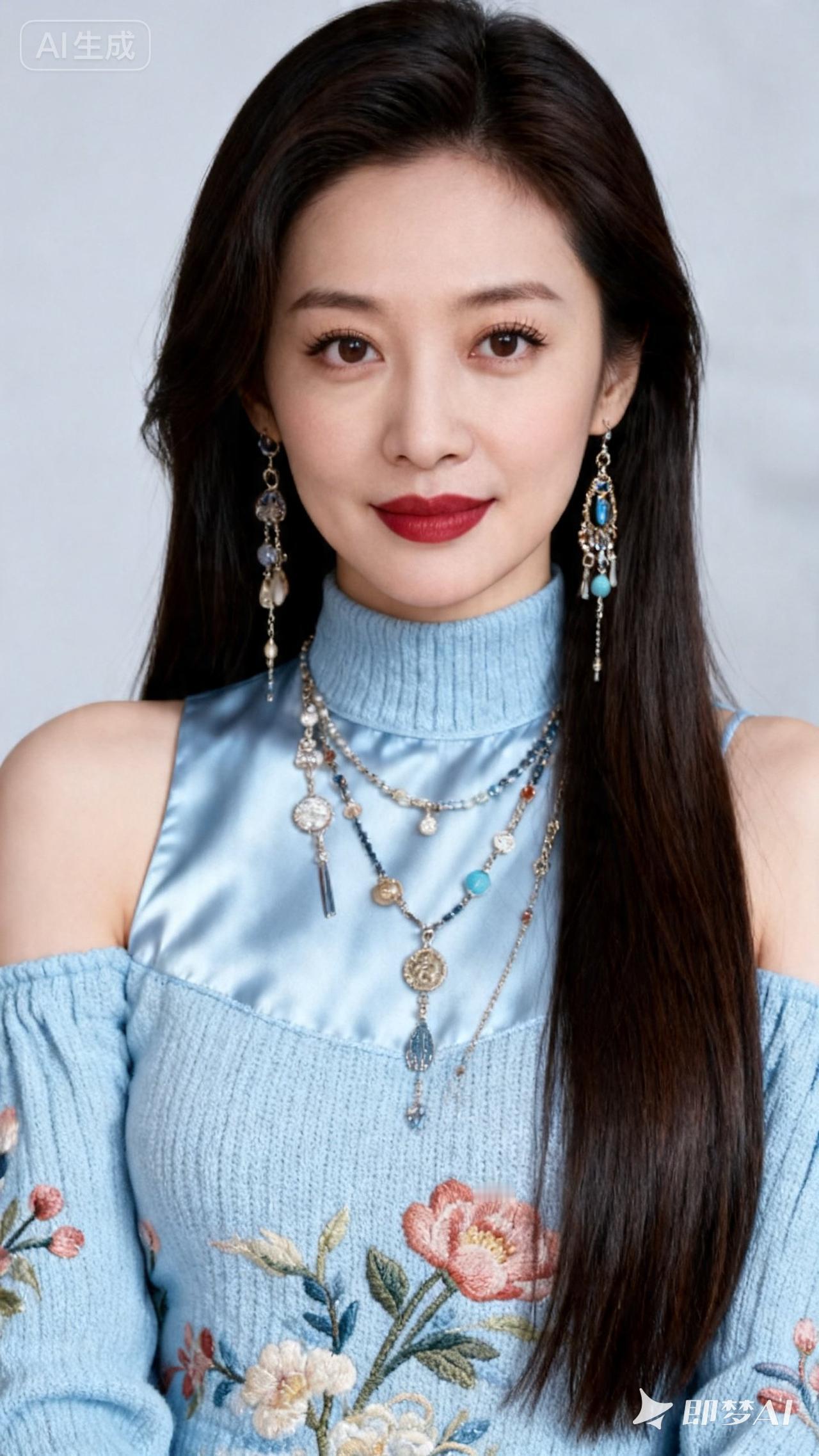 温柔蓝调，花海中的优雅女神