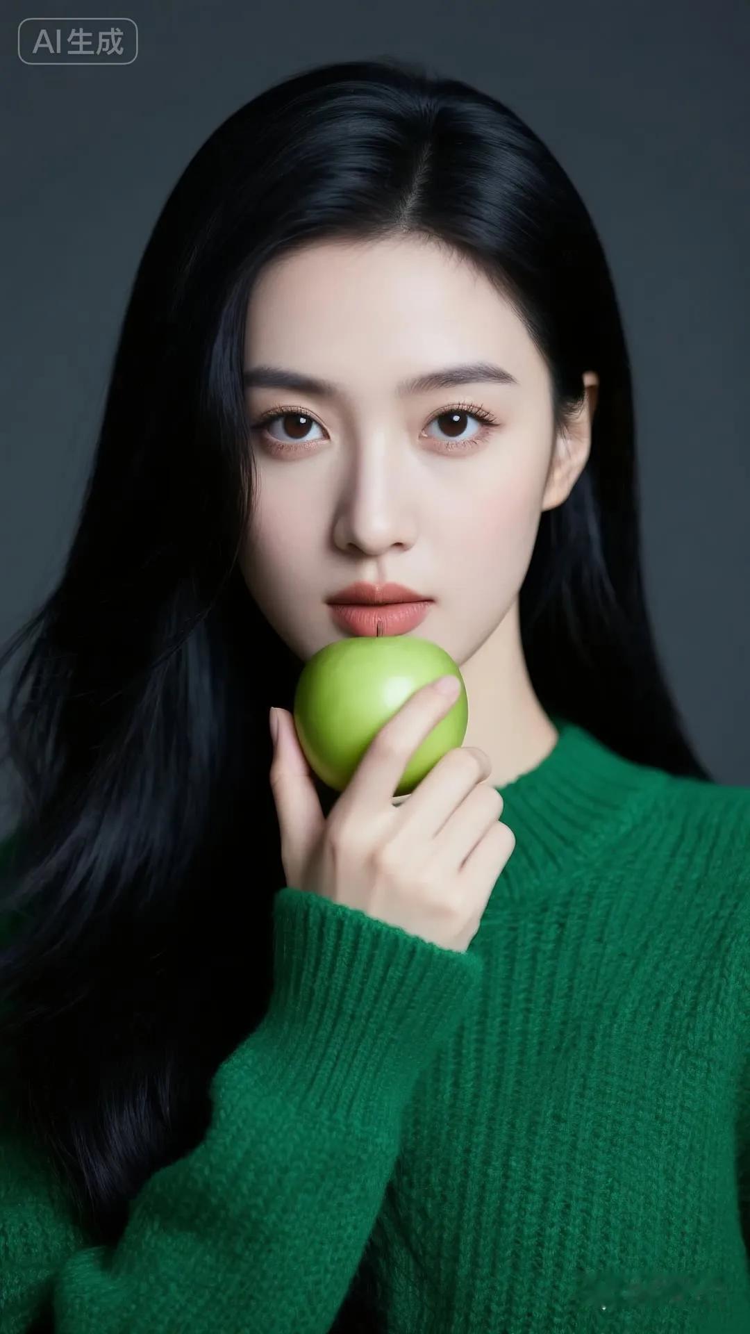 “苹果女孩，清新自然”🍏👩‍❤️‍💋‍👩