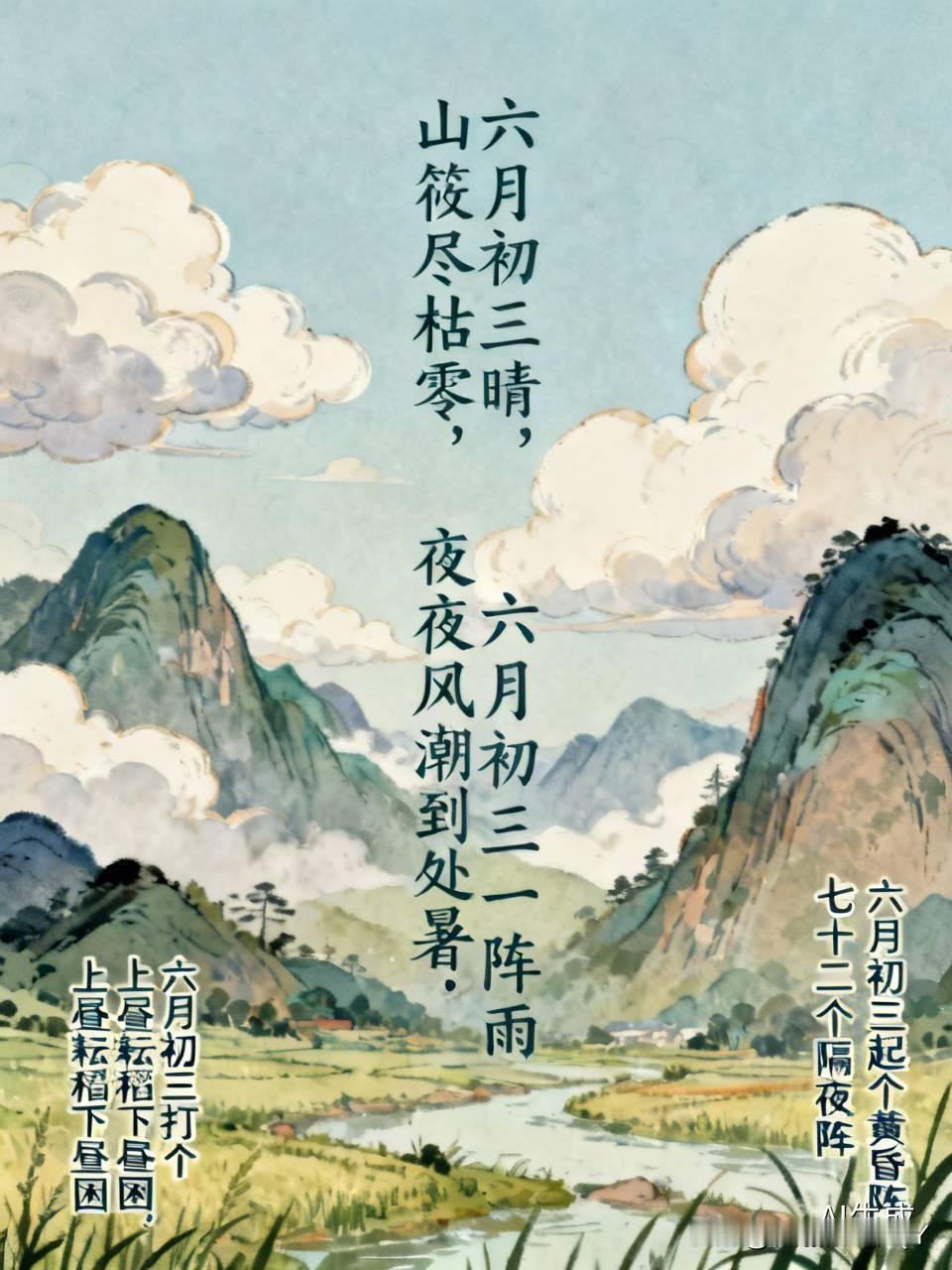 今天是六月初三，民间俗语里有不少有趣的说法呢。“六月初三晴，山筱尽枯零；六月初