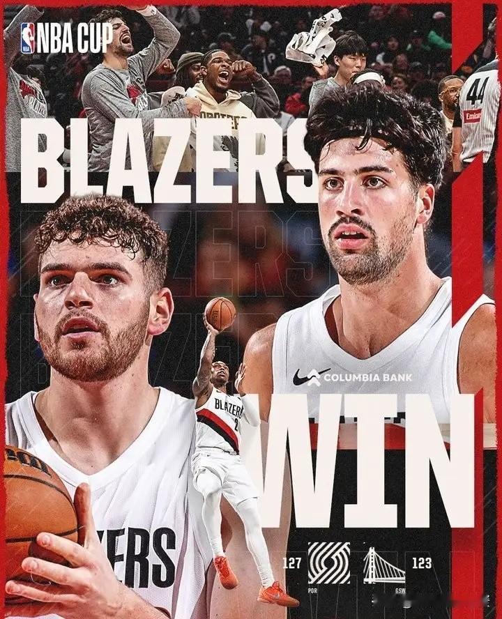 开拓者官方真是太懂人情世故了！今天开拓者在客场以127：123险胜强大的勇士，比