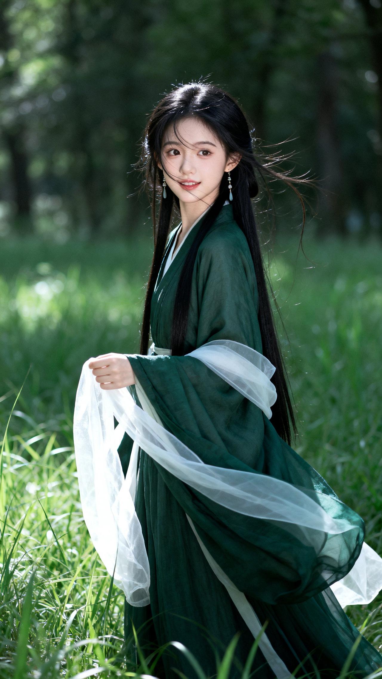 绿意盎然中，少女翩翩起舞，宛如画中仙子。美女究竟能有多美甜美可爱的小裙子有哪些