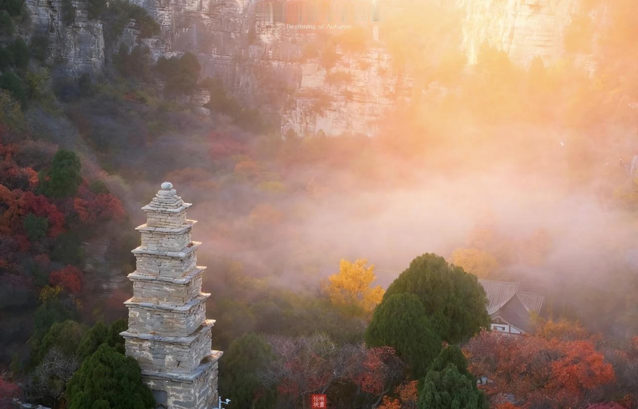航拍藏龙涧秋色在初冬邂逅千年古银杏树航拍摄影镜头里的秋日色彩