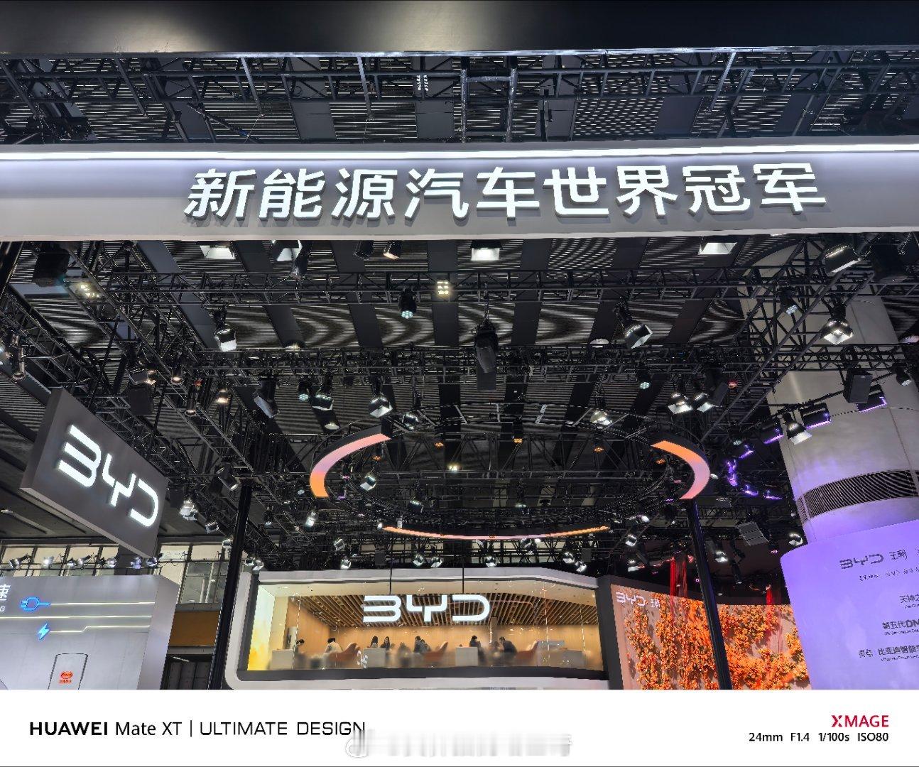 比亚迪的展台标语就很粗暴—新能源汽车世界冠军