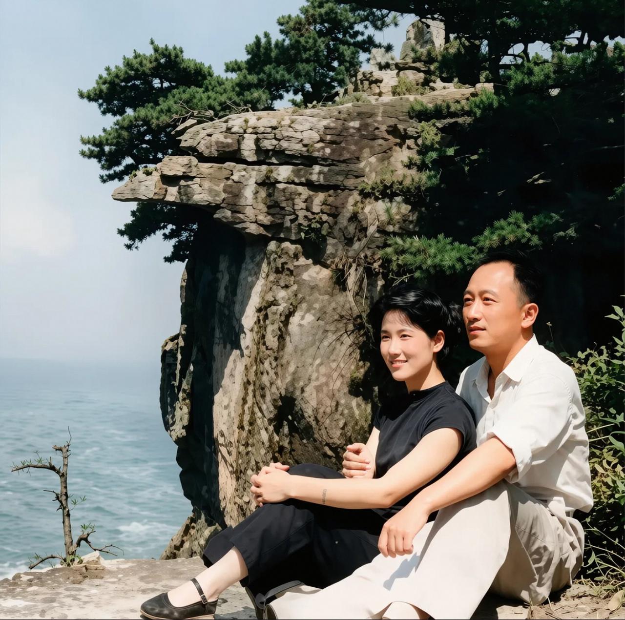 1962年，孙道临与新婚妻子王文娟在庐山度蜜月时拍的照片，郎才女貌，十分般配。当