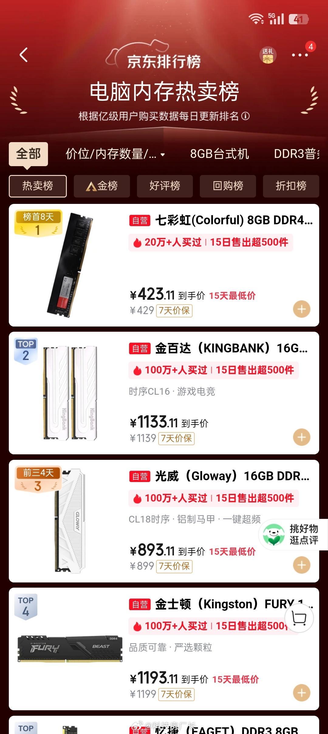 我还以为内存条卖不出去了，销量还可以啊，DDR3需求也不少，现在这价格能下手的全