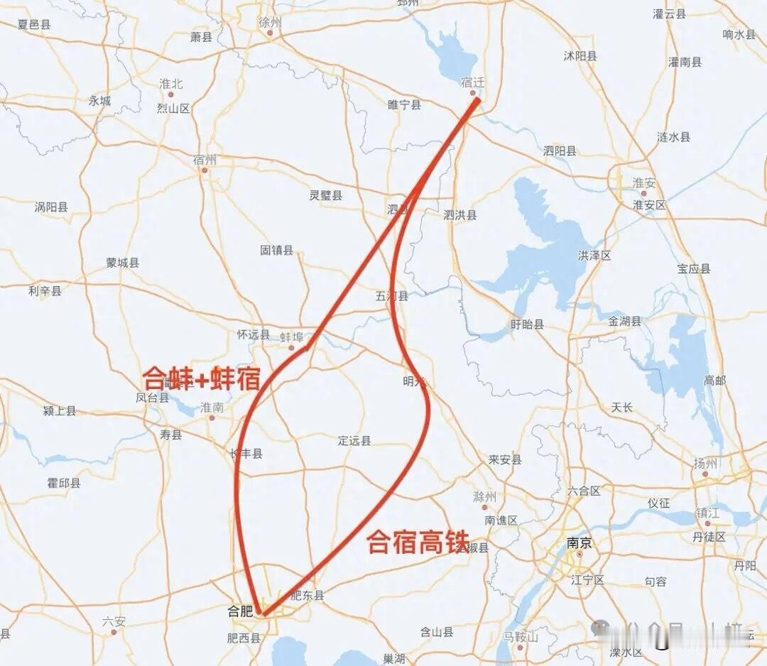 从地图上看，从合肥北上，走既有的合蚌高铁到蚌埠，再利用规划中的淮北-宿州-蚌埠城