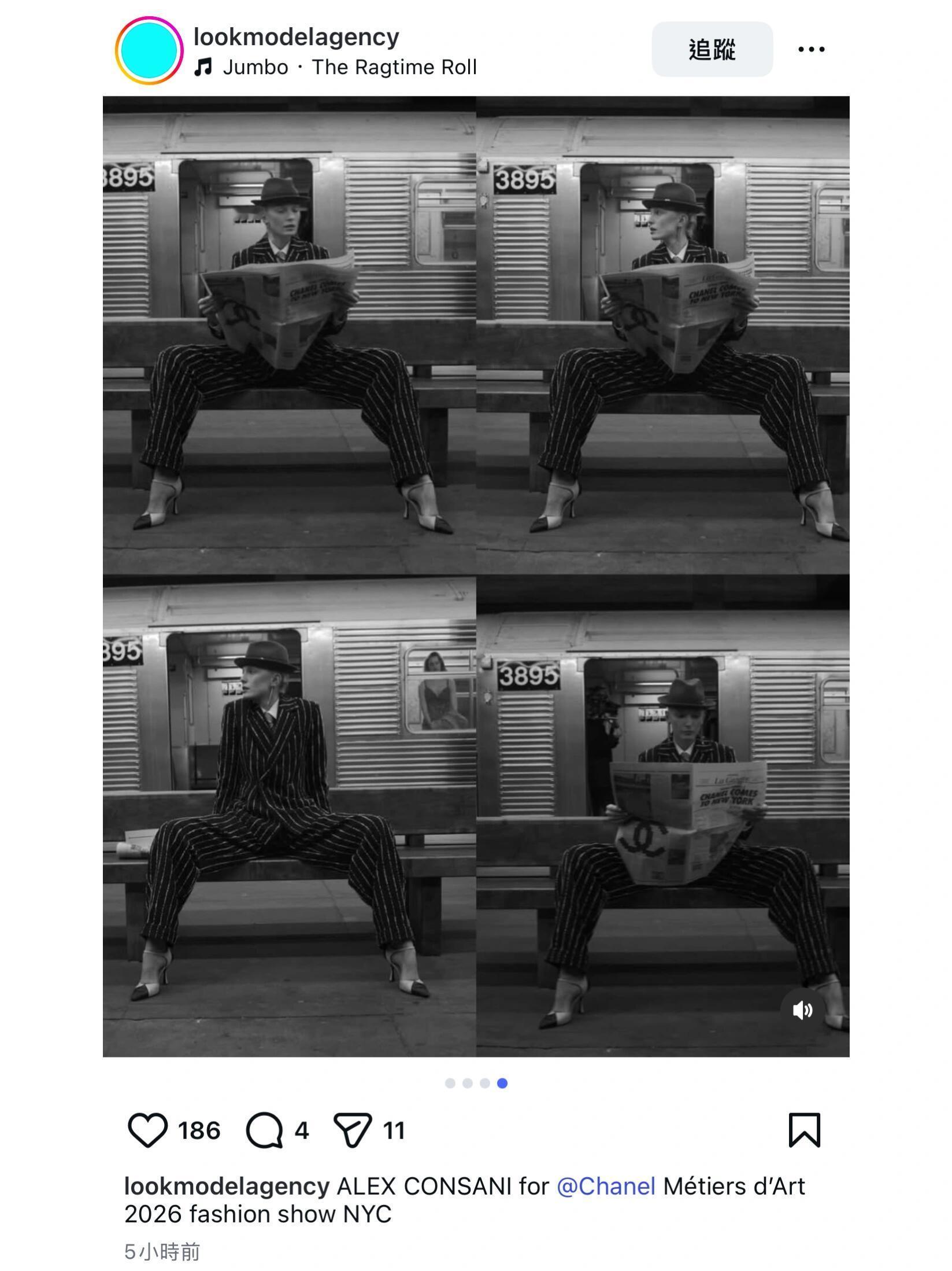 王一博香奈儿超模的经纪公司官号（美国模特公司）引用了王一博在ins上po的摄