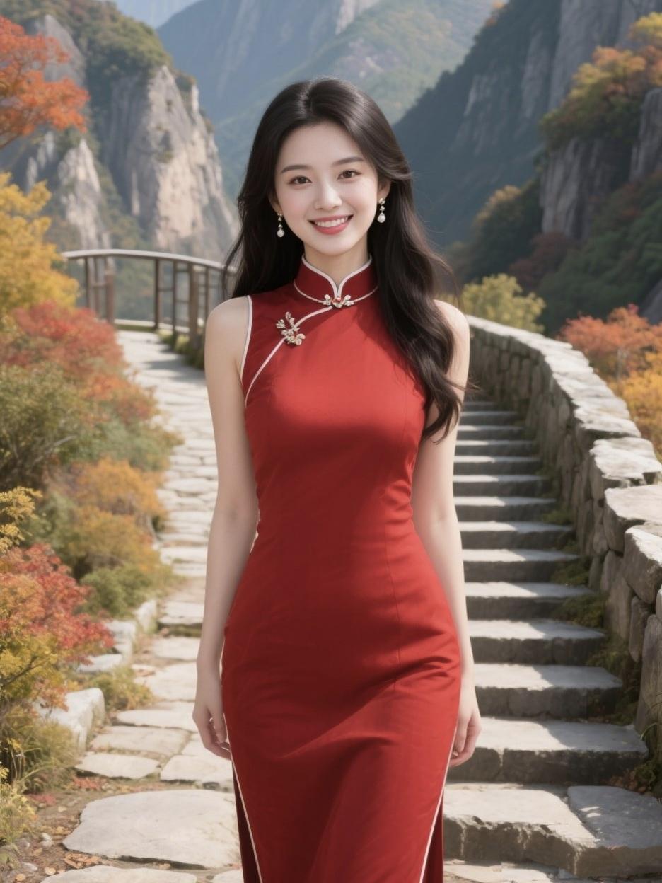 《一襟旗袍，半卷江南》青石板洇开烟雨微凉你缓步，踏碎一巷月光锦缎裁取云