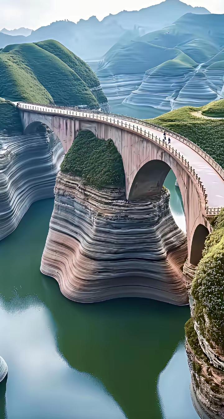 这是哪里啊？这张图把我震惊到了！下面这座桥是真实的吗？确定不是AI的产物？那这座