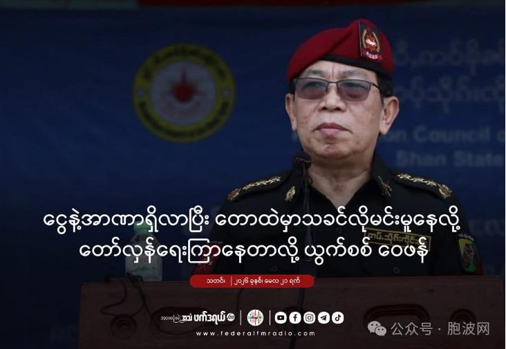 南掸邦军约瑟司令痛批缅甸内乱！1、有些民族武装一味反缅甸，丝毫不懂正确策略；