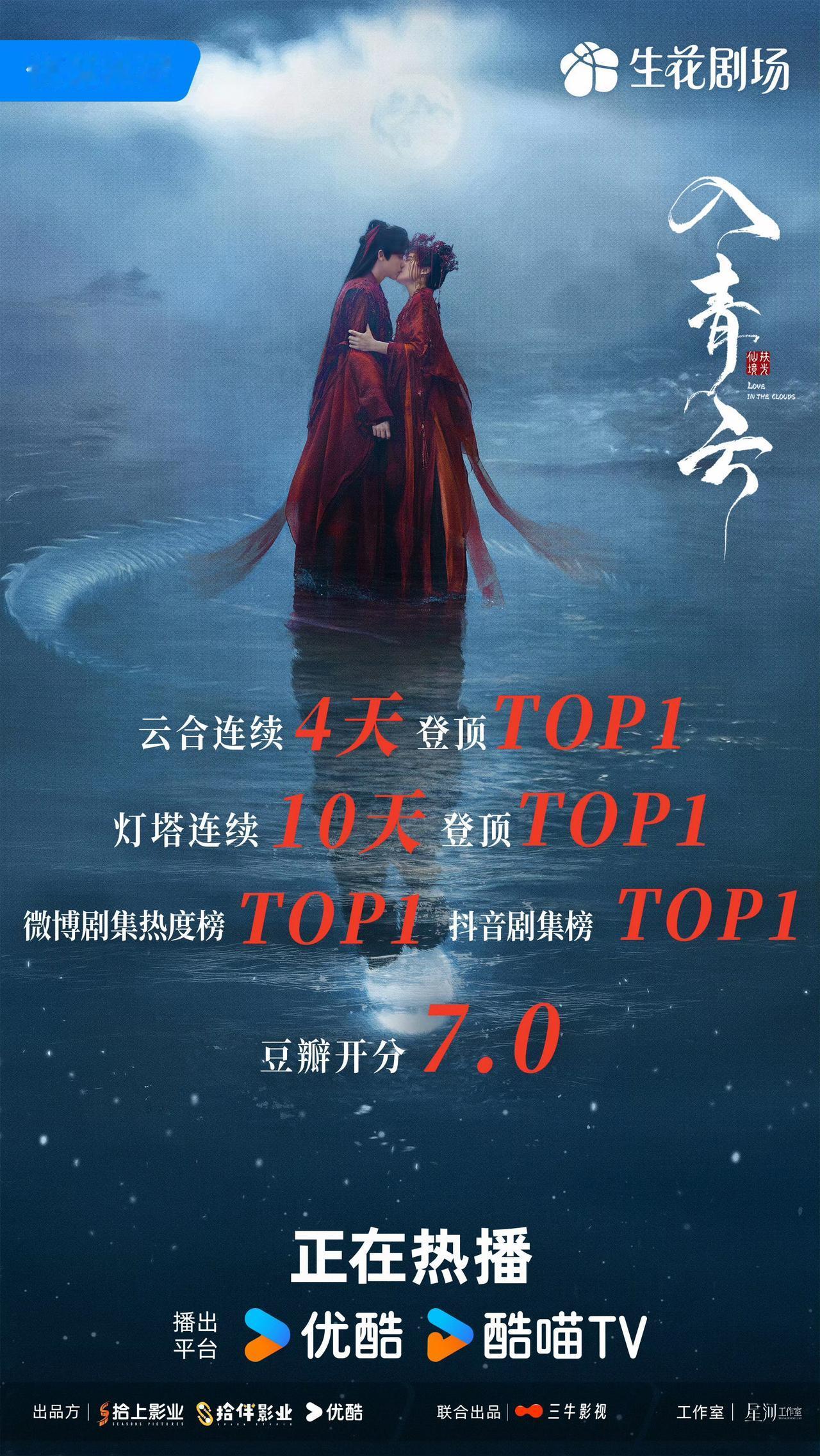 好风凭借力，送我上青云——《入青云》以热度破万，云合霸榜第一，7.0豆瓣高分完美