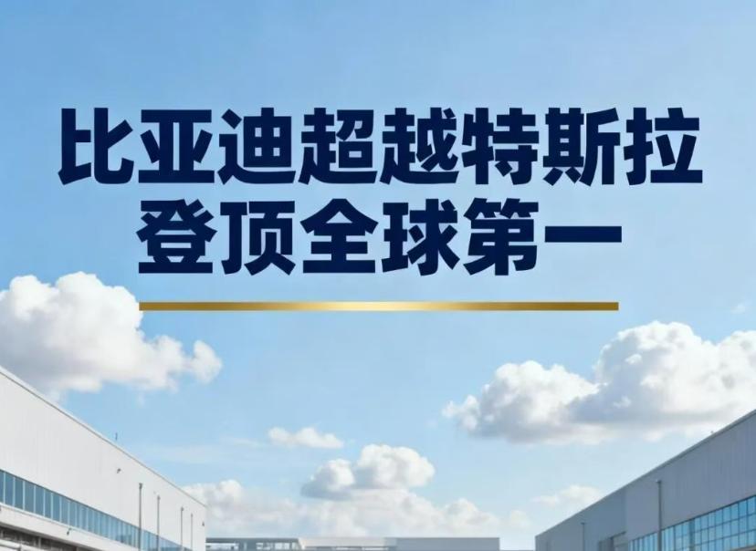 历史性一刻来了！比亚迪干翻特斯拉，登顶全球纯电销冠太炸裂了！比亚迪正式超过特