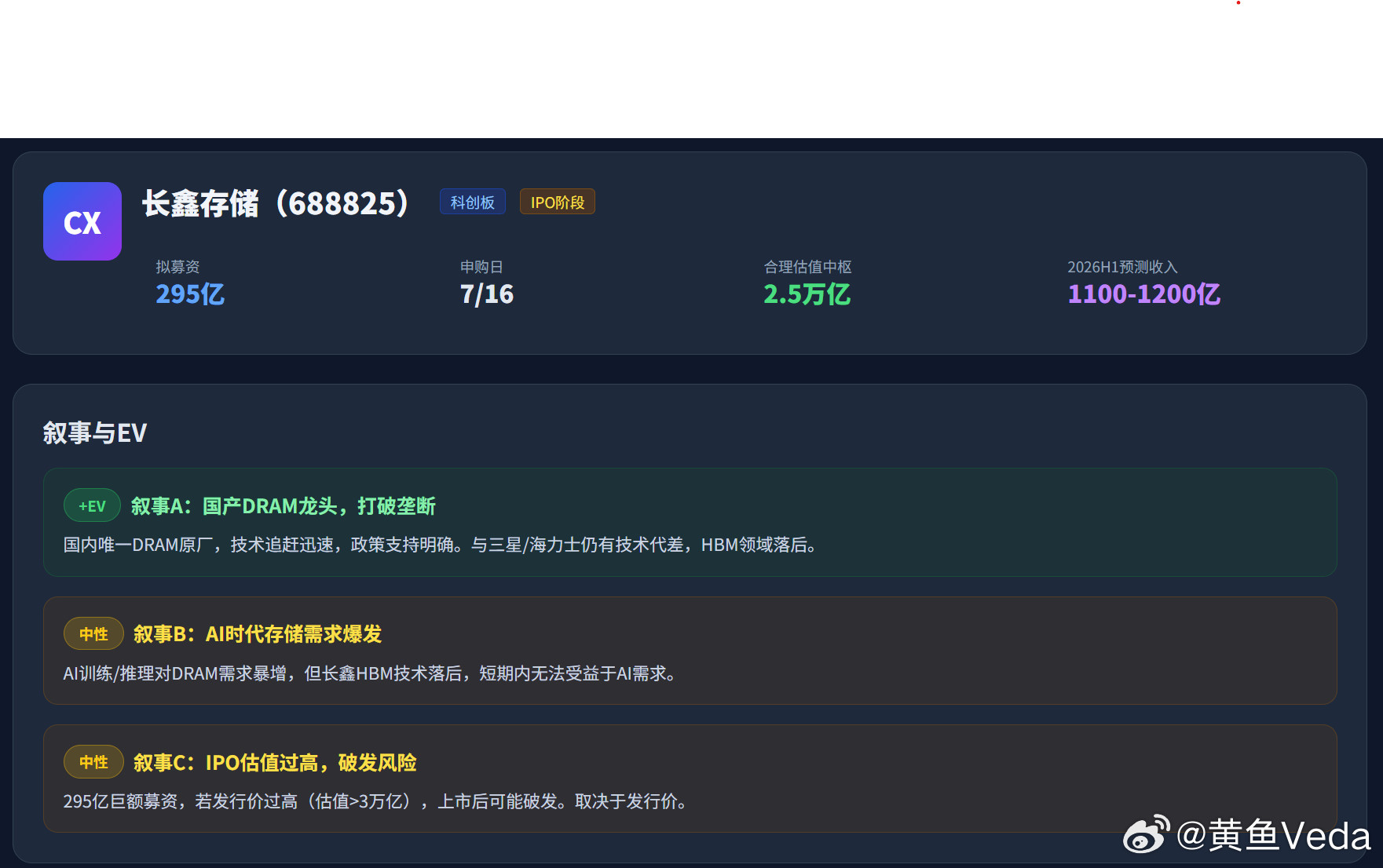 长鑫一上市就是股王？现在最高的是2.6万亿的建设银行。