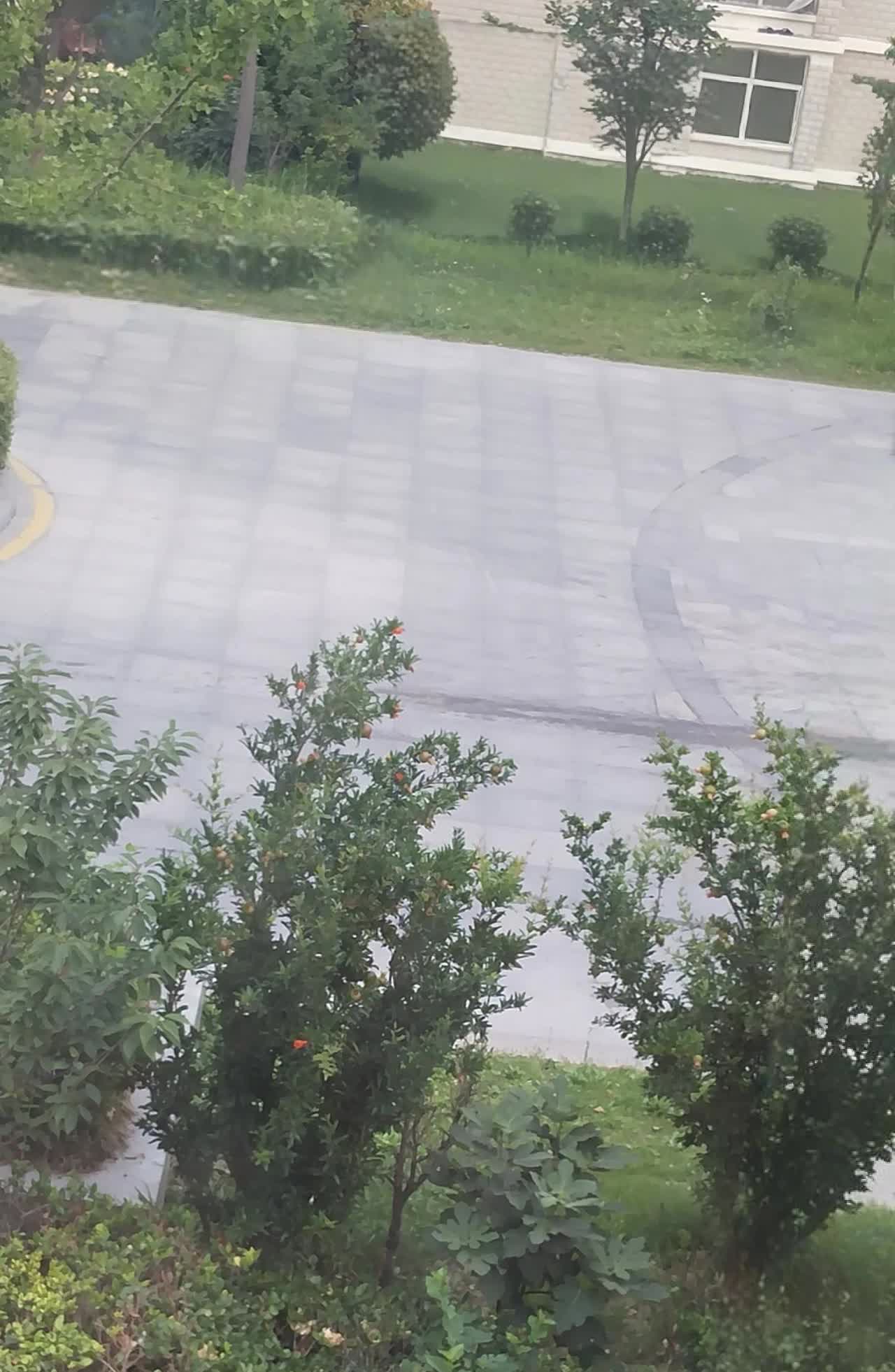 小区进大门的路面是用大理石铺贴的，时间长了经常被车碾压，有个别的石块出现松动，翘