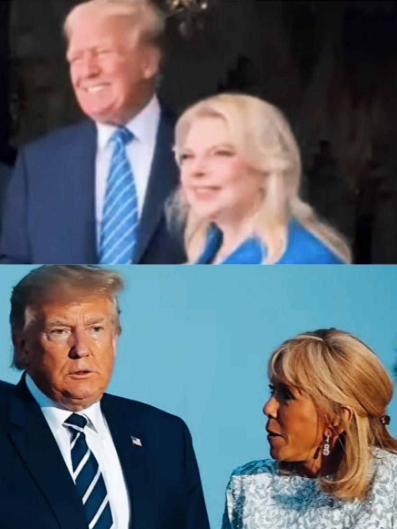 特朗普面对内塔尼亚胡妻子和面对马克龙妻子时，完全不同的表情啊！特朗普面对内塔尼