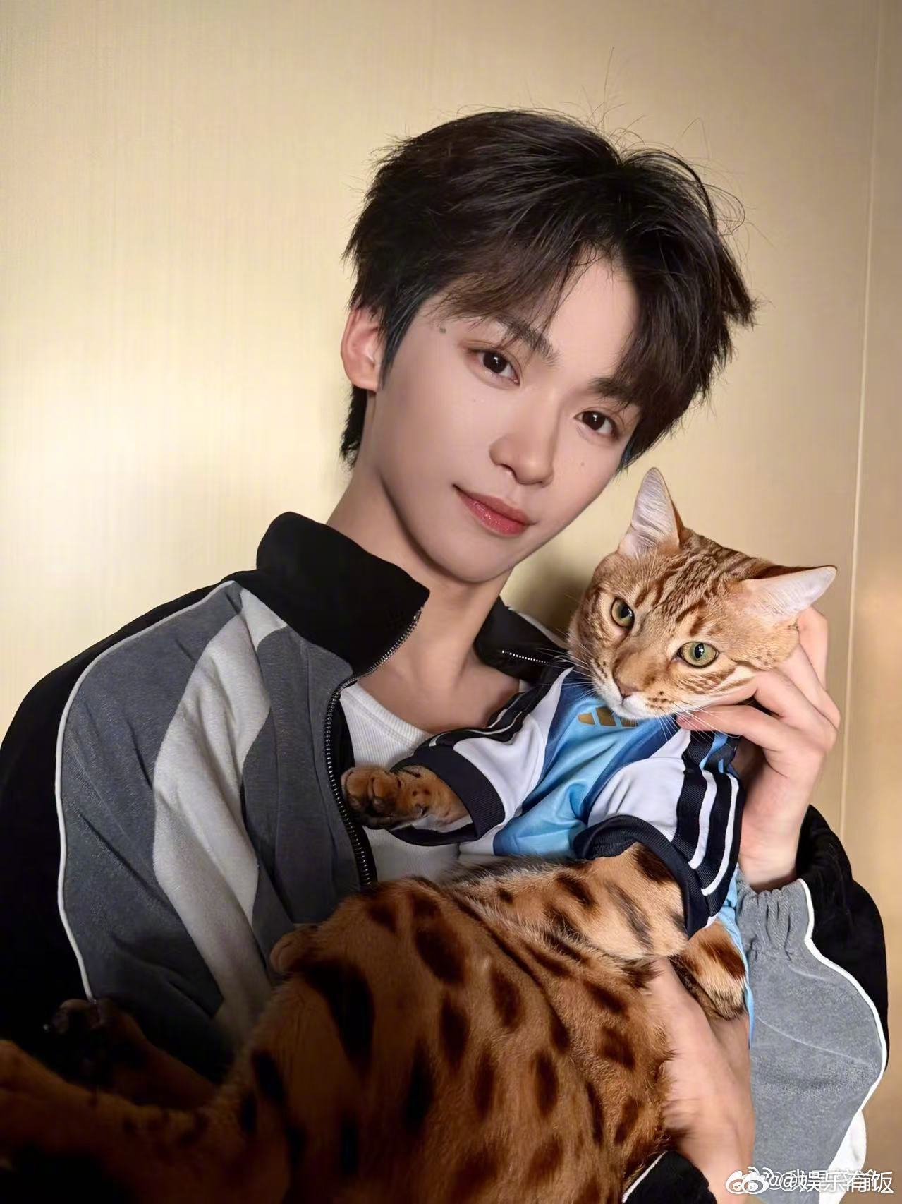 梓渝给猫猫穿阿根廷球衣梓渝带着萌宠猫猫一起支持世界杯！细节是猫咪穿的是阿根廷球