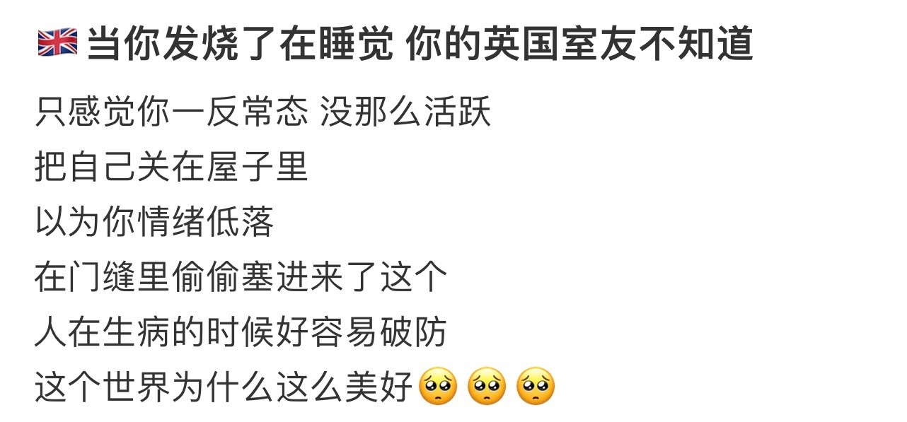 当你发烧了在睡觉你的英国室友不知道​​​