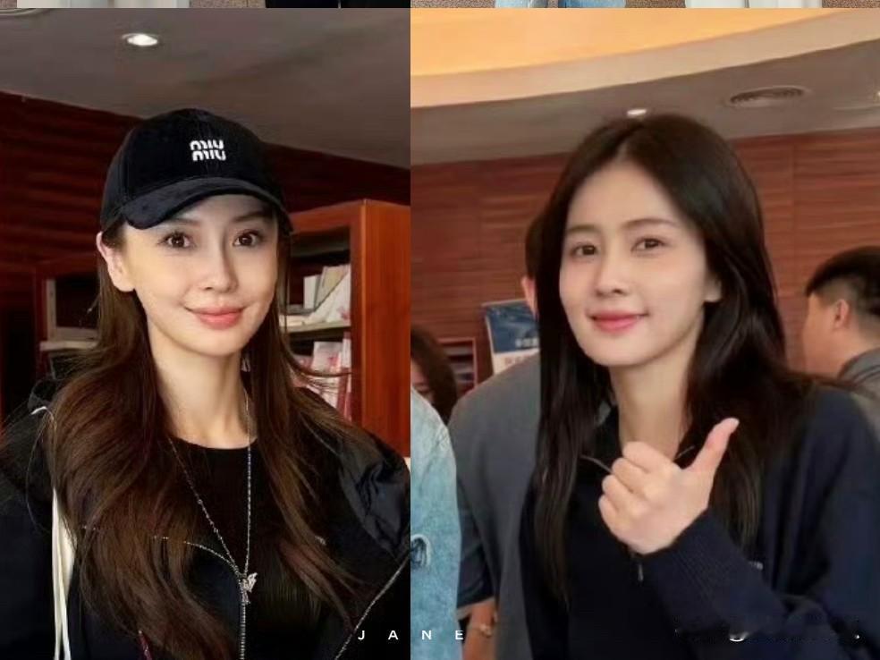 跑男一姐同台年轻就是好呀，纯素颜，都是长头发31岁的白鹿赢了35岁的杨颖女