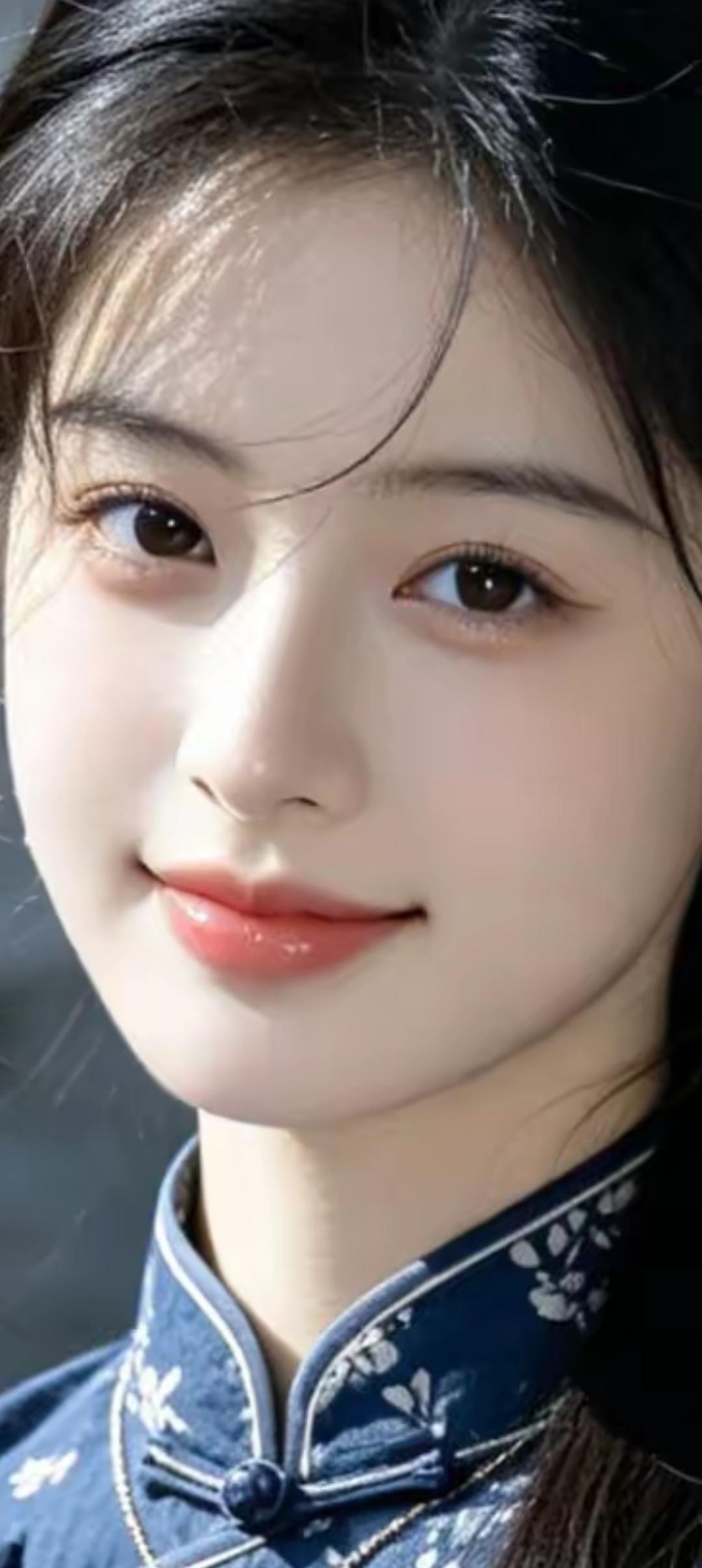 温柔甜美的古装少女，微笑中透着古典韵味。